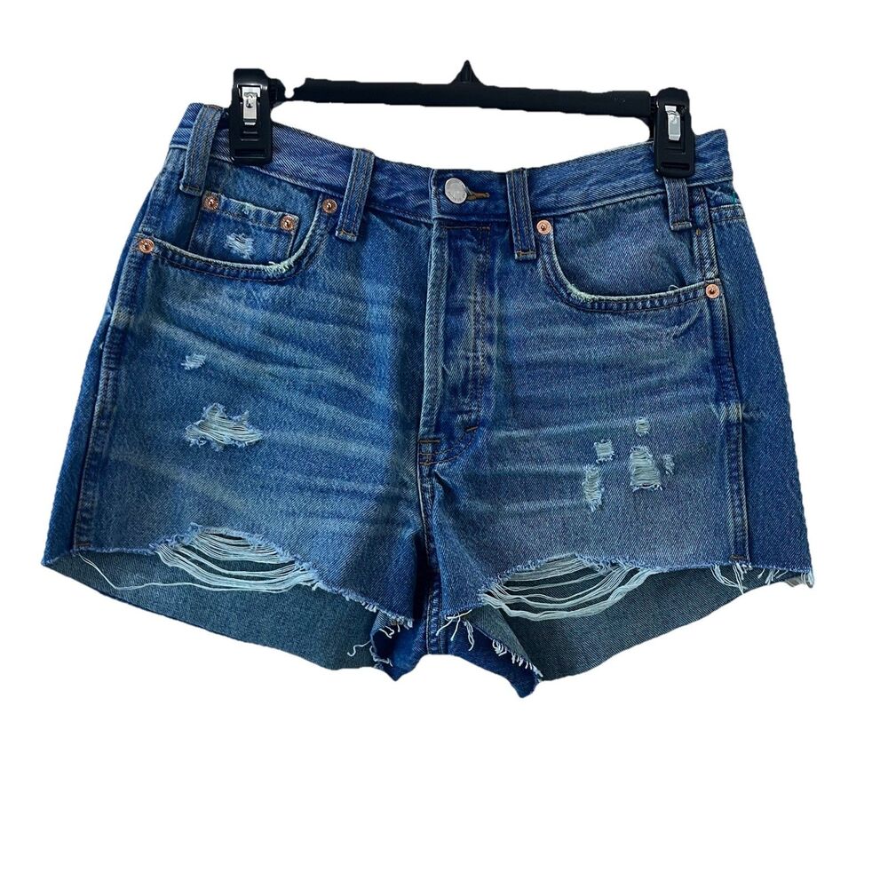 Universal Thread High Rise Mini Shorts Cut Off Jean Shorts Distressed Women Sz 6